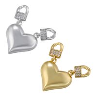 1 Piece Simple Style Heart Shape Brass Plating Inlay Connector Jewelry Accessories main image 1
