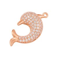 1 Piece Cute Sweet Dolphin Brass Plating Inlay Pendant Jewelry Accessories sku image 3