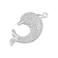 1 Piece Cute Sweet Dolphin Brass Plating Inlay Pendant Jewelry Accessories sku image 7