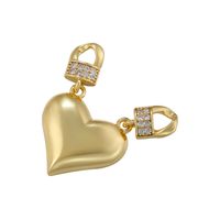 1 Piece Simple Style Heart Shape Brass Plating Inlay Connector Jewelry Accessories main image 3