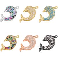 1 Piece Cute Sweet Dolphin Brass Plating Inlay Pendant Jewelry Accessories main image 1
