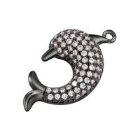 1 Piece Cute Sweet Dolphin Brass Plating Inlay Pendant Jewelry Accessories sku image 4