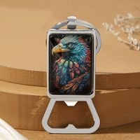 Sports Animal Peacock Alloy Glass Printing Plating Silver Plated Bag Pendant Can Openers Keychain sku image 3