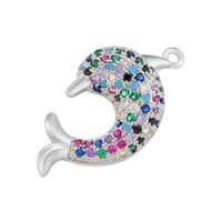 1 Piece Cute Sweet Dolphin Brass Plating Inlay Pendant Jewelry Accessories sku image 6