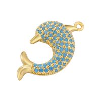 1 Piece Cute Sweet Dolphin Brass Plating Inlay Pendant Jewelry Accessories sku image 2