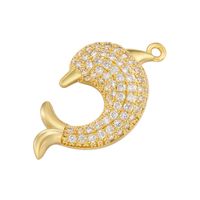 1 Piece Cute Sweet Dolphin Brass Plating Inlay Pendant Jewelry Accessories sku image 1