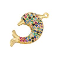 1 Piece Cute Sweet Dolphin Brass Plating Inlay Pendant Jewelry Accessories sku image 5