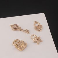 1 Piece Simple Style Star Key Lock Copper Inlay Pendant Jewelry Accessories main image 1