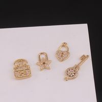 1 Piece Simple Style Star Key Lock Copper Inlay Pendant Jewelry Accessories main image 4