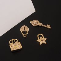 1 Piece Simple Style Star Key Lock Copper Inlay Pendant Jewelry Accessories main image 3