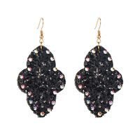 1 Pair Elegant Glam Cross Sequins Inlay Pu Leather Rhinestones Drop Earrings main image 5