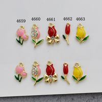 10 Pcs/package Sweet Flower Alloy Enamel Inlay Pendant Jewelry Accessories main image 5