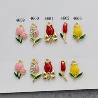 10 Stück/paket Süss Blume Legierung Emaille Inlay Anhänger Schmuckzubehör main image 5