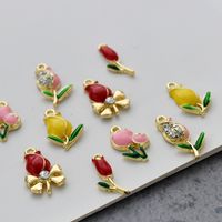 10 Pcs/package Sweet Flower Alloy Enamel Inlay Pendant Jewelry Accessories main image 3