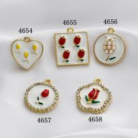 10 Pcs/package Sweet Flower Alloy Enamel Inlay Pendant Jewelry Accessories main image 3