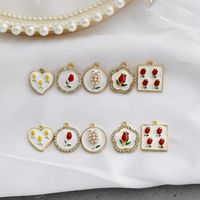10 Pcs/package Sweet Flower Alloy Enamel Inlay Pendant Jewelry Accessories main image 1