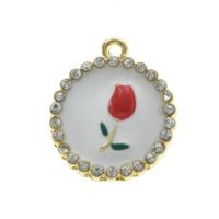 10 Pcs/package Sweet Flower Alloy Enamel Inlay Pendant Jewelry Accessories main image 6