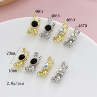 10 Pcs/package Cute Rabbit Astronaut Alloy Plating Inlay Pendant Jewelry Accessories main image 2
