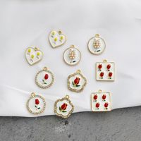 10 Pcs/package Sweet Flower Alloy Enamel Inlay Pendant Jewelry Accessories main image 4