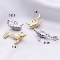 10 Pcs/package Simple Style Dolphin Whale Alloy Plating Pendant Jewelry Accessories main image 3