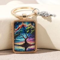 Cute Bridal Tree Life Tree Alloy Glass Printing Plating Gold Plated Bag Pendant Keychain sku image 4