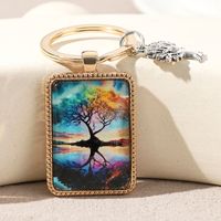 Cute Bridal Tree Life Tree Alloy Glass Printing Plating Gold Plated Bag Pendant Keychain main image 4