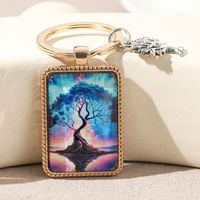 Cute Bridal Tree Life Tree Alloy Glass Printing Plating Gold Plated Bag Pendant Keychain main image 6