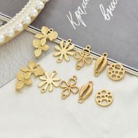 10 Pcs/package Simple Style Four Leaf Clover Flower Shell Alloy Plating Pendant Jewelry Accessories main image 1
