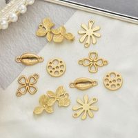 10 Pcs/package Simple Style Four Leaf Clover Flower Shell Alloy Plating Pendant Jewelry Accessories main image 3