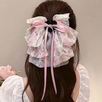 Women's Sweet Bow Knot Cloth Gauze Tassel Hair Clip Hair Claws sku image 12