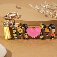 Romantic Letter Heart Shape Bee Arylic Printing Plating Inlay Artificial Pearls Gold Plated Mother's Day main image 3