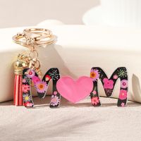 Romantic Letter Heart Shape Bee Arylic Printing Plating Inlay Artificial Pearls Gold Plated Mother's Day main image 5