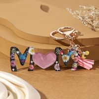 Romantic Letter Heart Shape Bee Arylic Printing Plating Inlay Artificial Pearls Gold Plated Mother's Day main image 6