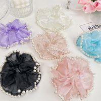 Women's Simple Style Solid Color Gauze Pearl Hair Tie main image 1