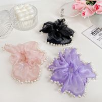 Women's Simple Style Solid Color Gauze Pearl Hair Tie main image 2