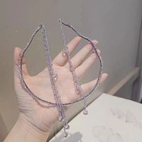 Women's Shiny Solid Color Artificial Crystal Beaded Tassel Hair Band sku image 1