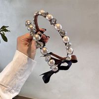 Women's Sweet Simple Style Bow Knot Imitation Pearl Inlay Artificial Pearls Rhinestones Hair Band main image 3