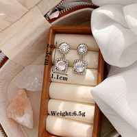 1 Pair Glam Shiny Round Square Plating Inlay Alloy Artificial Rhinestones White Gold Plated Drop Earrings main image 2