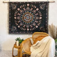Chinoiserie Retro Color Block Cotton Tapestry Artificial Decorations main image 1