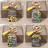 Casual Romantic Pastoral Sunflower Letter Bee Alloy Wood Printing Plating Inlay Gold Plated Bag Pendant Keychain main image 1