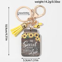 Casual Romantic Pastoral Sunflower Letter Bee Alloy Wood Printing Plating Inlay Gold Plated Bag Pendant Keychain main image 2