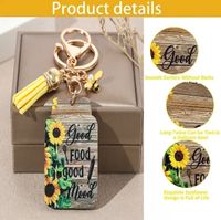 Casual Romantic Pastoral Sunflower Letter Bee Alloy Wood Printing Plating Inlay Gold Plated Bag Pendant Keychain main image 3