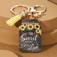 Casual Romantic Pastoral Sunflower Letter Bee Alloy Wood Printing Plating Inlay Gold Plated Bag Pendant Keychain main image 6