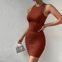 Women's Sheath Dress Sexy Round Neck Sleeveless Solid Color Short Mini Dress Banquet main image 2