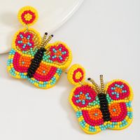 1 Pair Cute Butterfly Beaded Braid Seed Bead Drop Earrings sku image 3