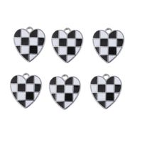 10 Pieces Simple Style Heart Shape Checkered Alloy Enamel Pendant Jewelry Accessories main image 4