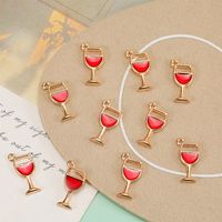 10 Pieces Simple Style Wine Glass Alloy Enamel Pendant Jewelry Accessories main image 1