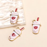 10 Pieces Cartoon Style Cup Heart Shape Alloy Enamel Pendant Jewelry Accessories main image 5