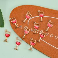10 Pieces Simple Style Wine Glass Alloy Enamel Pendant Jewelry Accessories main image 4