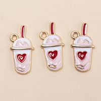10 Pieces Cartoon Style Cup Heart Shape Alloy Enamel Pendant Jewelry Accessories sku image 1